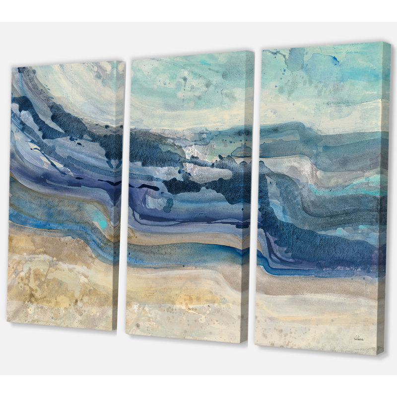 East Urban Home Farmhouse Coast Blue Sea Waves Watercolor