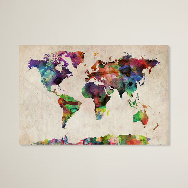 Watercolor World Map Canvas Wayfair