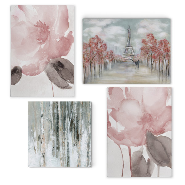Ophelia Co Contemporary Pink 4 Piece Painting Print Set On
