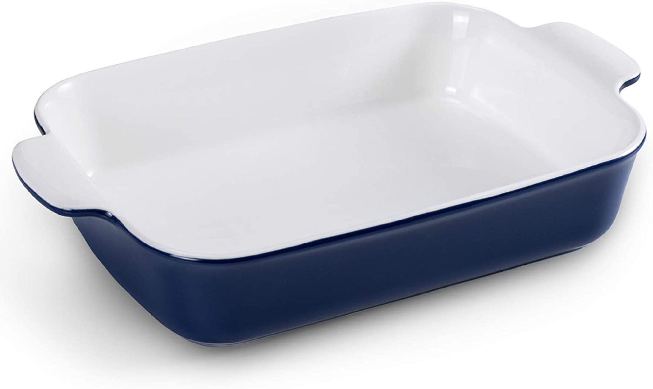 blue and white oven dish