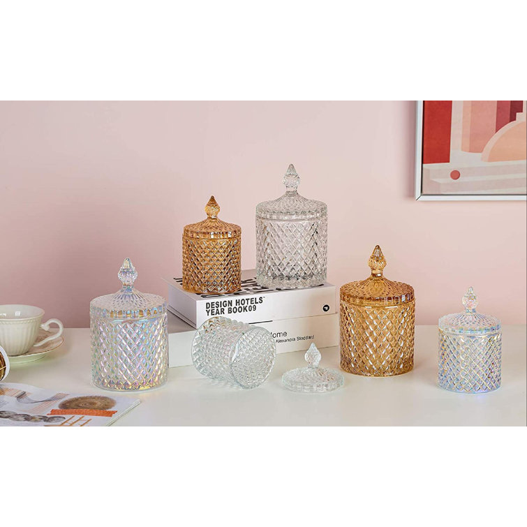 Candy Dishes With Lids-Candy Containers Glass Cookie Amber Jar For Candy  Buffet Decorative Jars Candy Buffet Dishes For Party Wedding Display ...