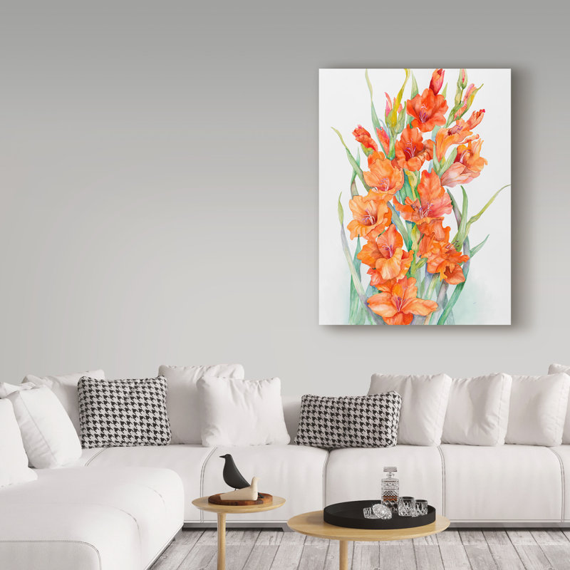Trademark Art Hot Orange Gladiolus Acrylic Painting Print On