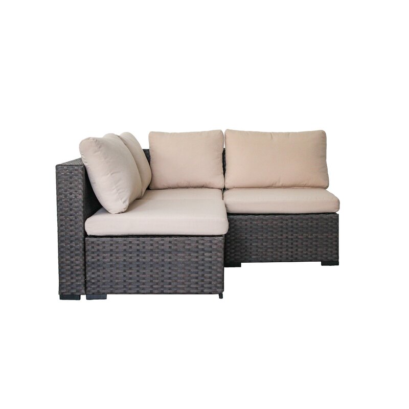 Holliston 3 Piece Rattan Sectional Seating Group With Cushions Photos