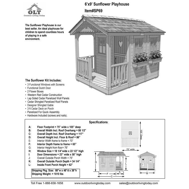 sunflower wooden playhouse