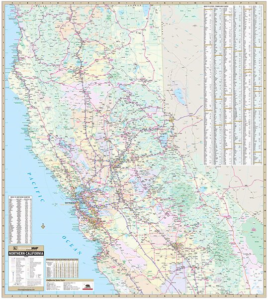 Universal Map Laminated California North Wall Map 54