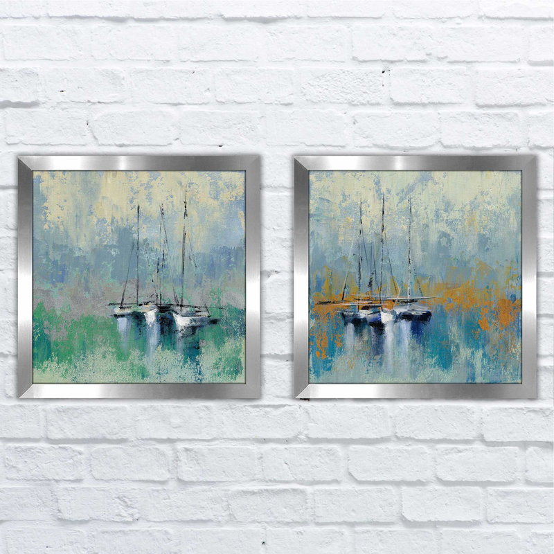 Longshore Tides Boats In The Harbor Ii 2 Piece Framed Painting