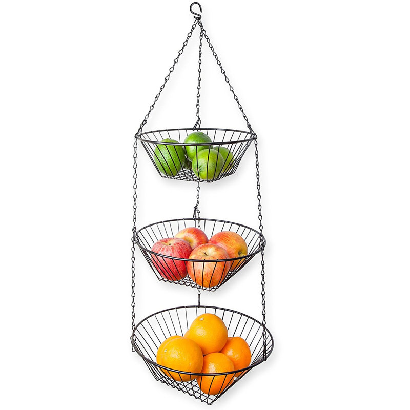 Home Basics 3 Tier Wire Hanging Kitchen Fruit Basket Reviews