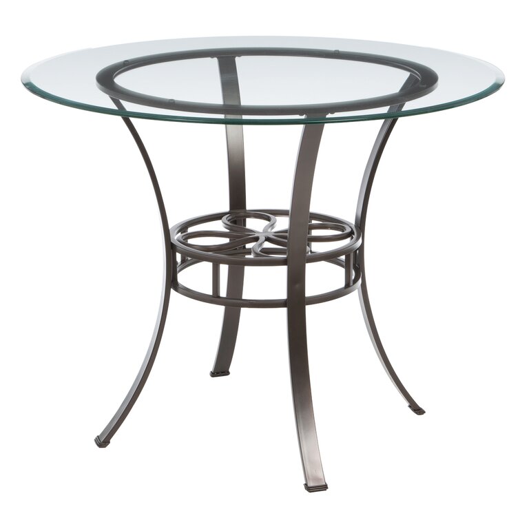 Privilege 60101 Iron Wire with Glass Top Table 