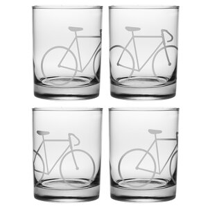 Brookview Bicycle 14 oz. Rocks Glass (Set of 4)