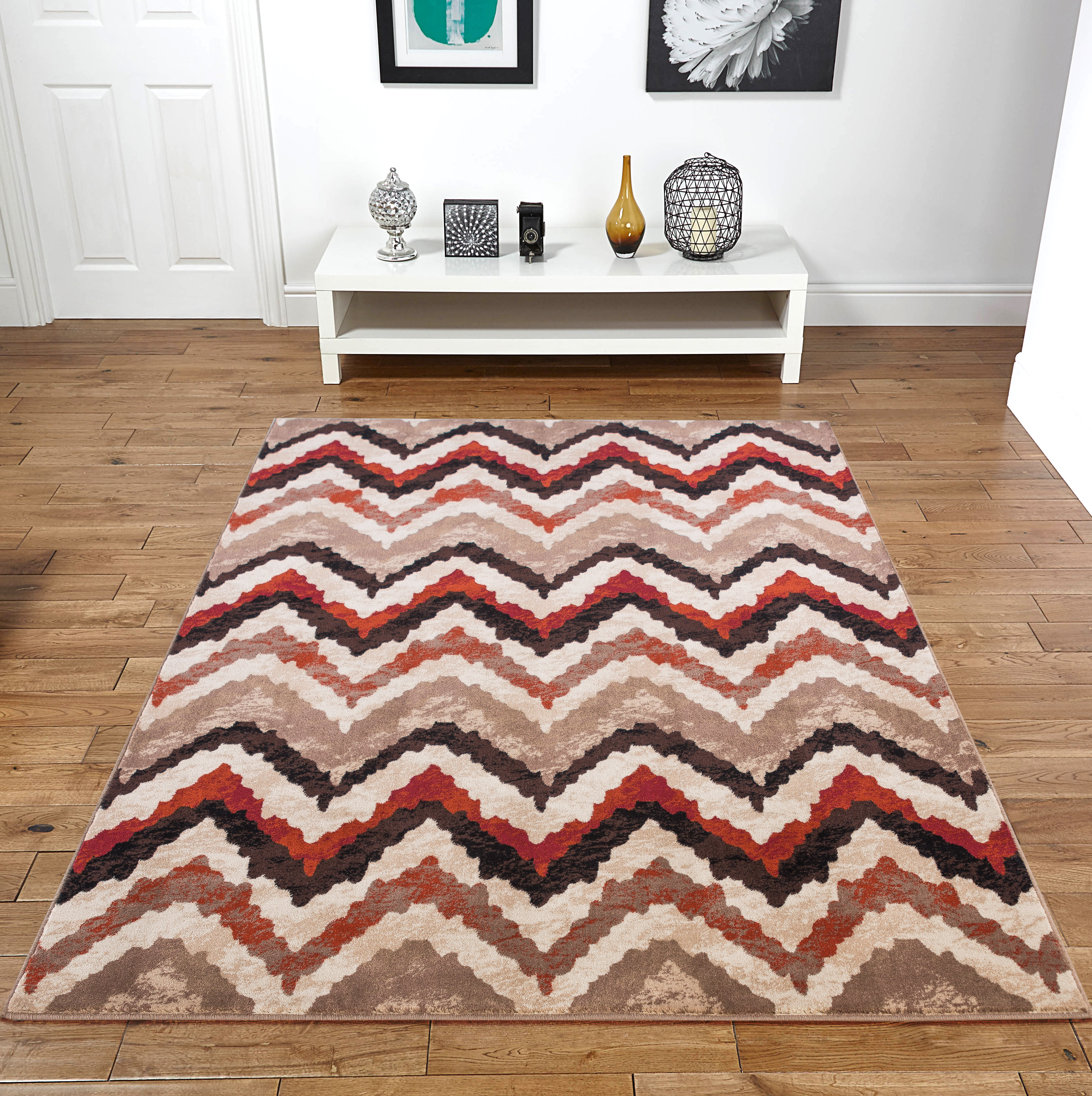 World Menagerie Elyse Chevron Brown Beige Area Rug Wayfair