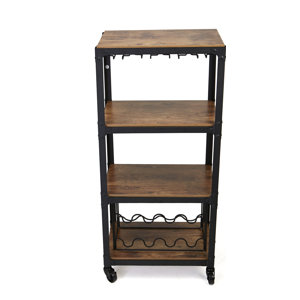 Gonde 4 Tier Wood and Metal Bar Cart