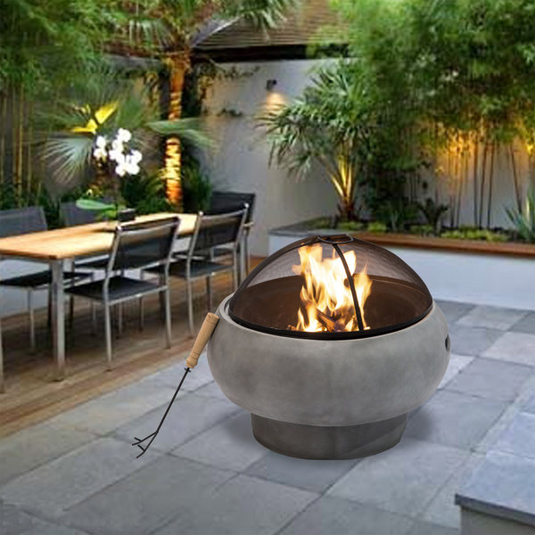 Fire Bowl Rustic Pit Garden Patio Outdoor Heating Warming Feature