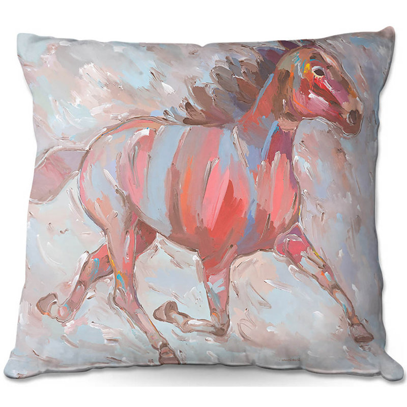 East Urban Home Couch Full Stride Ahead Horses Throw Pillow Wayfair