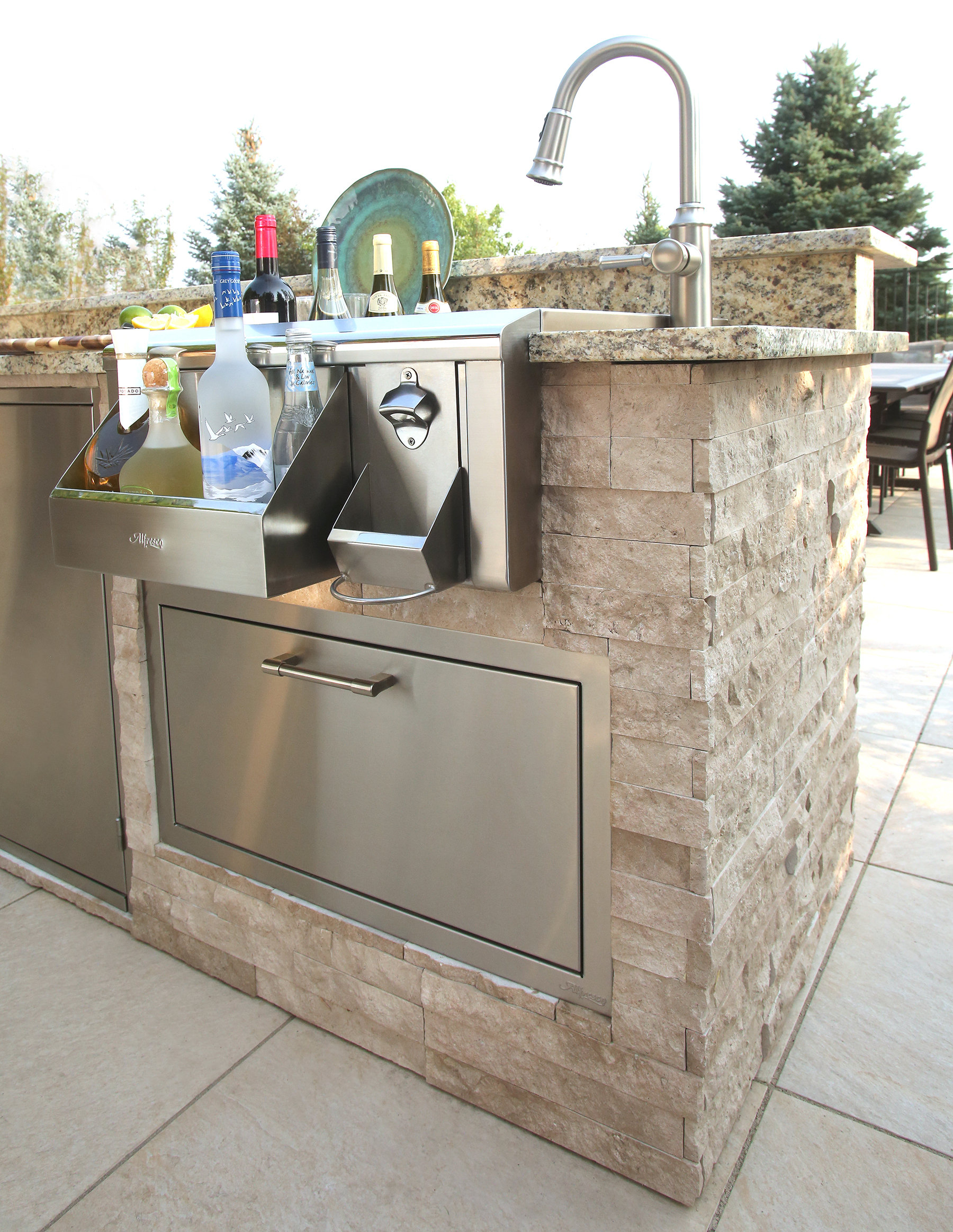 prefab outdoor kitchens for sale on Alfresco 24 Stainless Steel 5 Piece Drop In Modular Kitchen Package Wayfair