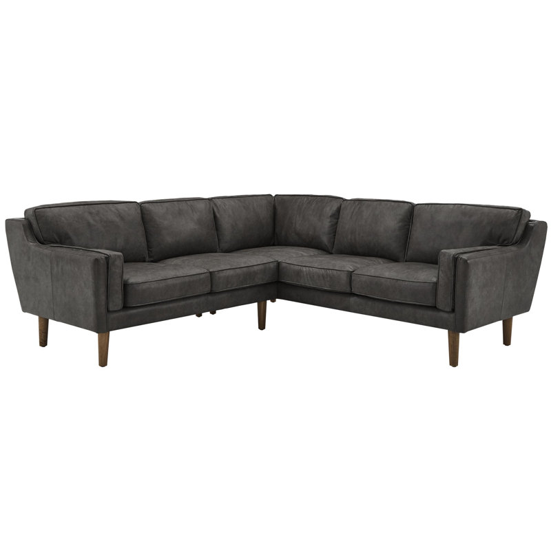 Kingstown Home Hewett 87 5 Genuine Leather Symmetrical Corner Sectional Wayfair