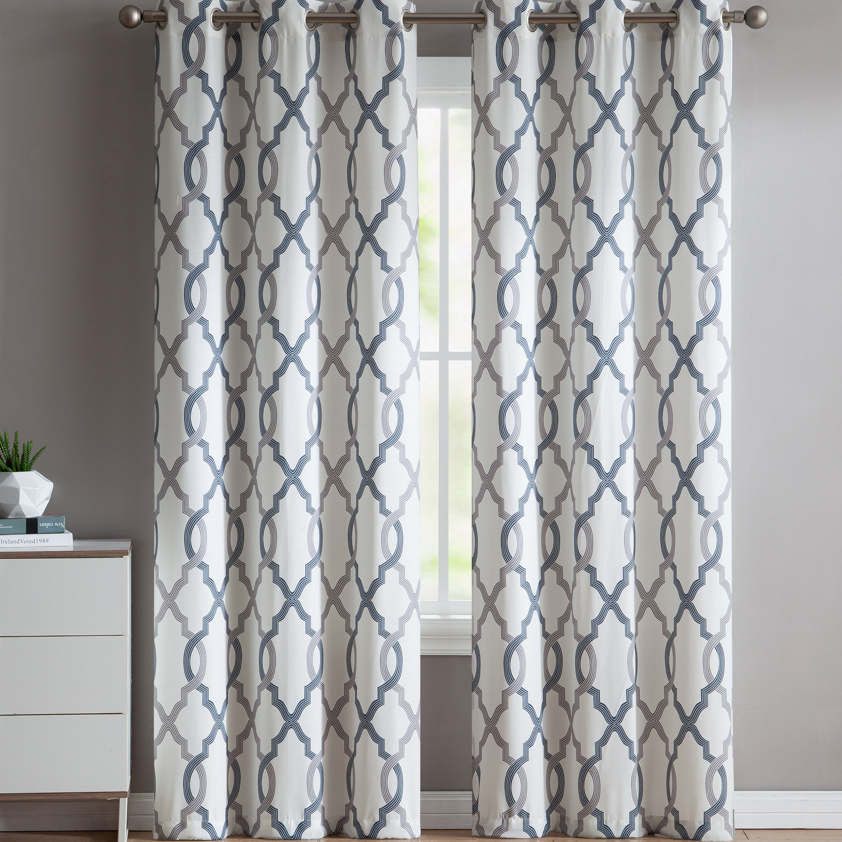 Andover Mills Musgrove Geometric Semi Sheer Grommet Curtain Panels Reviews Wayfair