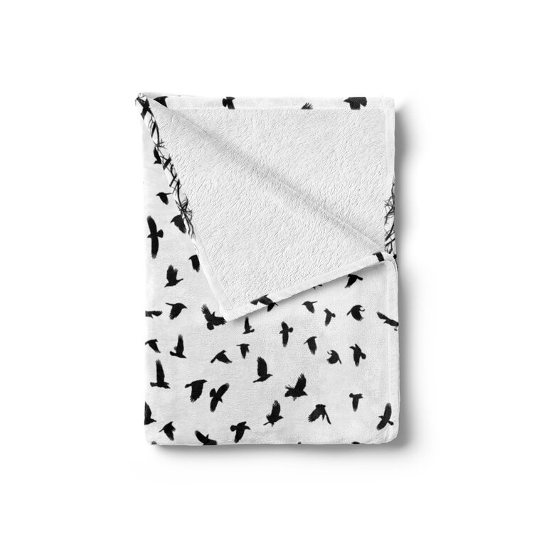 50 x 60 Tree Birch Branches Flying Birds Natural Life Fall Themed Silhouette Style Black White Cozy Plush for Indoor and Outdoor Use Ambesonne Black and White Soft Flannel Fleece Throw Blanket 