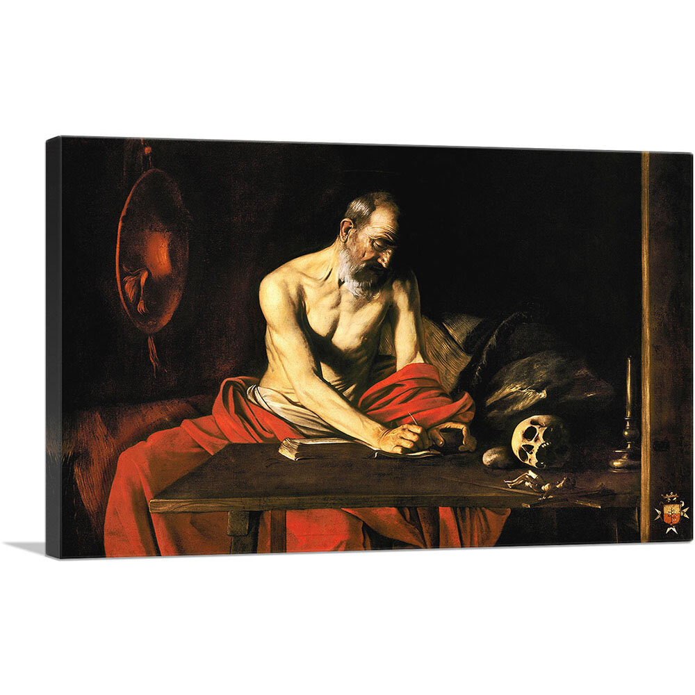 ARTCANVAS Saint Jerome Writing 1607 by Caravaggio - Wrapped Canvas ...
