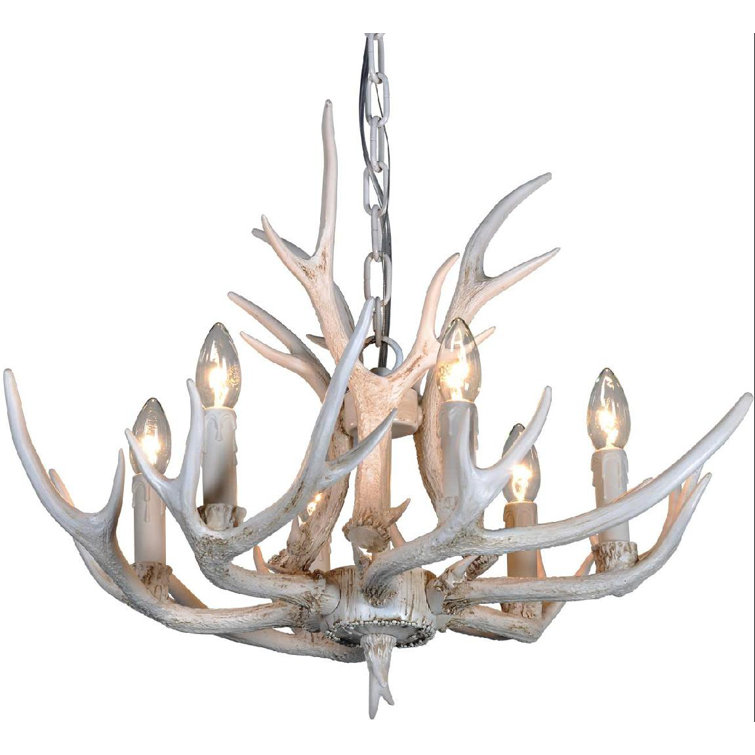 Dining room deer horn chandeliers American rural countryside antler chandeliers,Living room,Bar,Cafe EFFORTINC Antlers vintage resin 6 light chandeliers