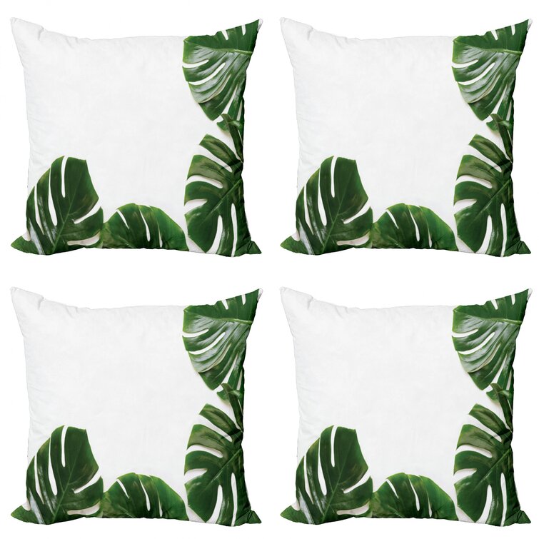 Ambesonne Green Throw Pillow Cushion Cover Lime Green Pattern with Hand Drawn Leaves Grassland Growth Ecology Vegetation 18 X 18 Decorative Square Accent Pillow Case 