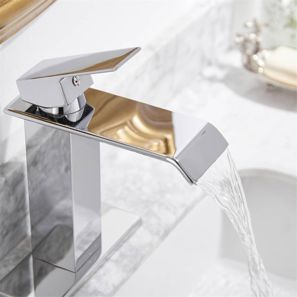 Waterfall Basin Sink Mixer Tap Bathroom Sink Taps Chrome One Hole Two Handles 