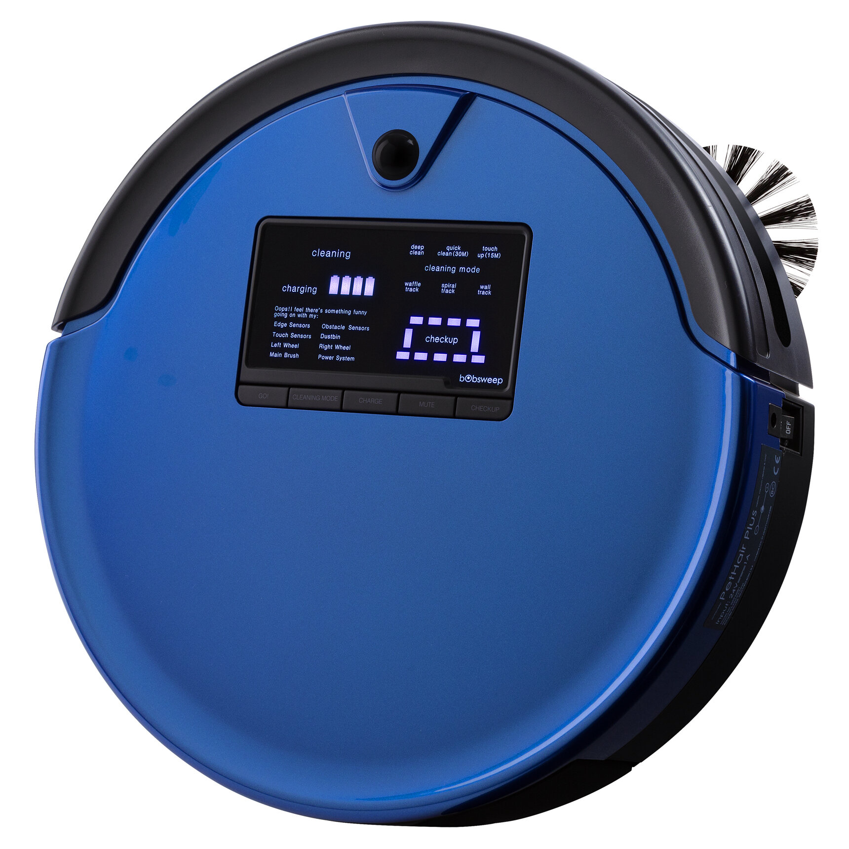 Rechargeable Automatic Smart Robot Vacuum Cleaner Edge Cleaning Suction Sweeper for Pet Hair Robot Vacuum Free Size, Blue Carpets/&Hard Floors