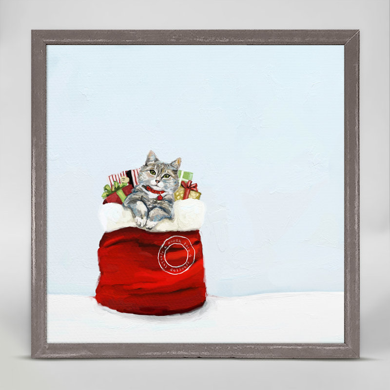 The Holiday Aisle A Kitty For Christmas Acrylic Painting Print On Canvas Wayfair
