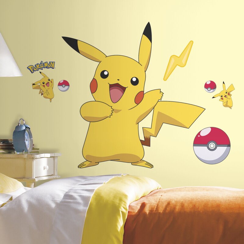 room mates pokemon pikachu wall decal & reviews | wayfair