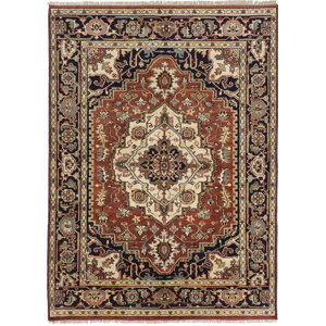 One-of-a-Kind Briggs Floral Hand Knotted Wool Dark Copper Fringe Area Rug
