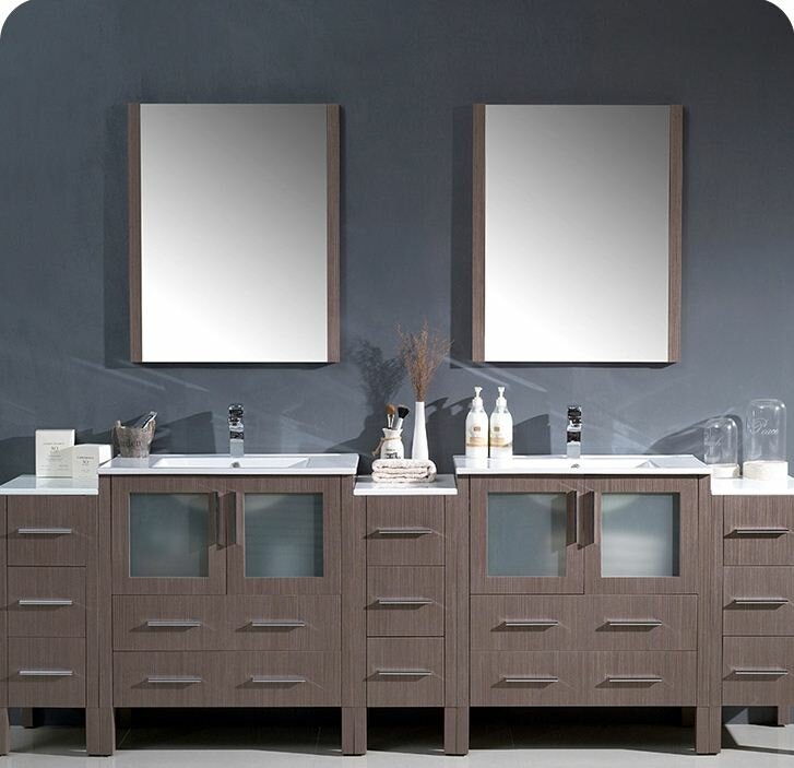 Fresca Ensemble De Meuble Lavabo De Salle De Bain Double 96 Po Avec Miroir Torino Et Commentaires Wayfair Ca