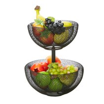 Apple Shape Mesh Basket Country Kitchen Fruit Bowl Protects Stem Lid Handle NEW 