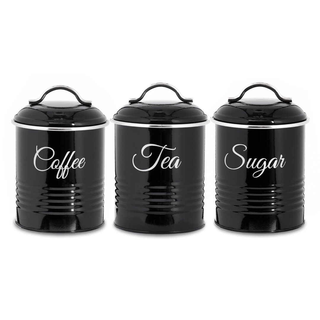 Innoteck Essentials Tea, Coffee, Sugar Set Of 3 Canister In High Gloss Black