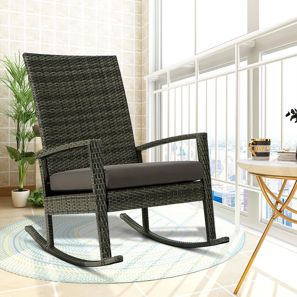 Latitude Run Rocking Chair Outdoor Rocker Lawn Chair With Cushion Wayfair