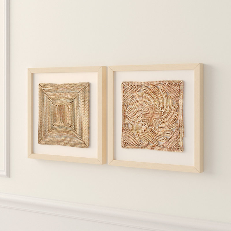 Heidi Piece Square Shadow Boxes With Rope Abstract Wall Decor Set