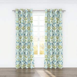 Sasha Nature/Floral Semi-Sheer Grommet Curtain Panels (Set of 2)