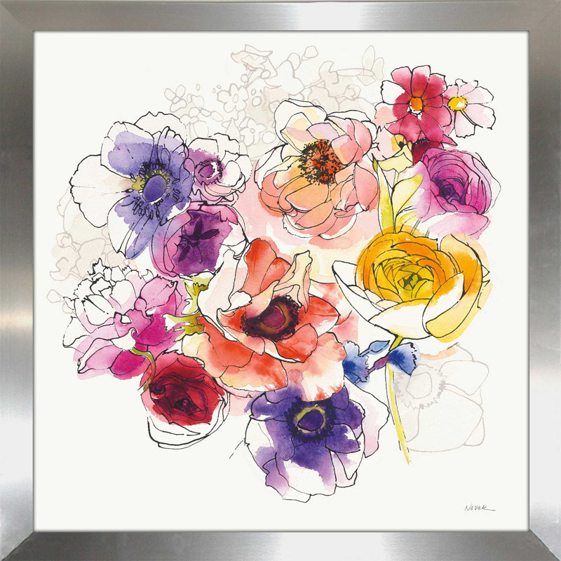 House Of Hampton Rainbow Ruffles Ii Framed Acrylic Painting