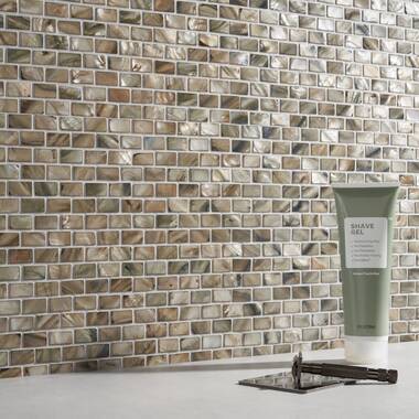 Mini Brick Wooden Beige Marble Solid Core Peel & Stick Mosaic Tile