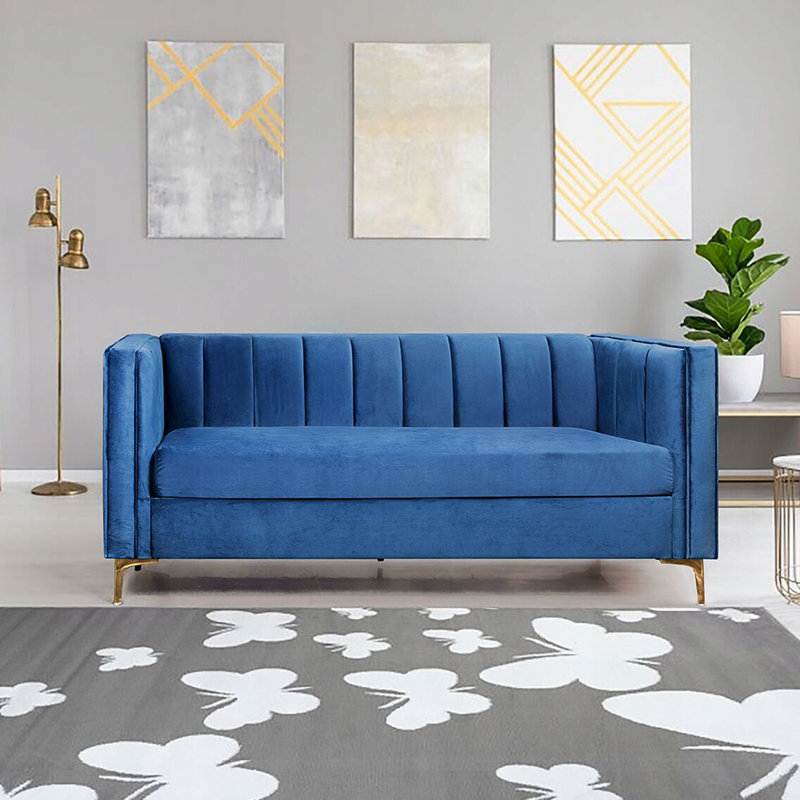 Everly Quinn Nebraska Velvet 71 Square Arm Sofa Reviews Wayfair