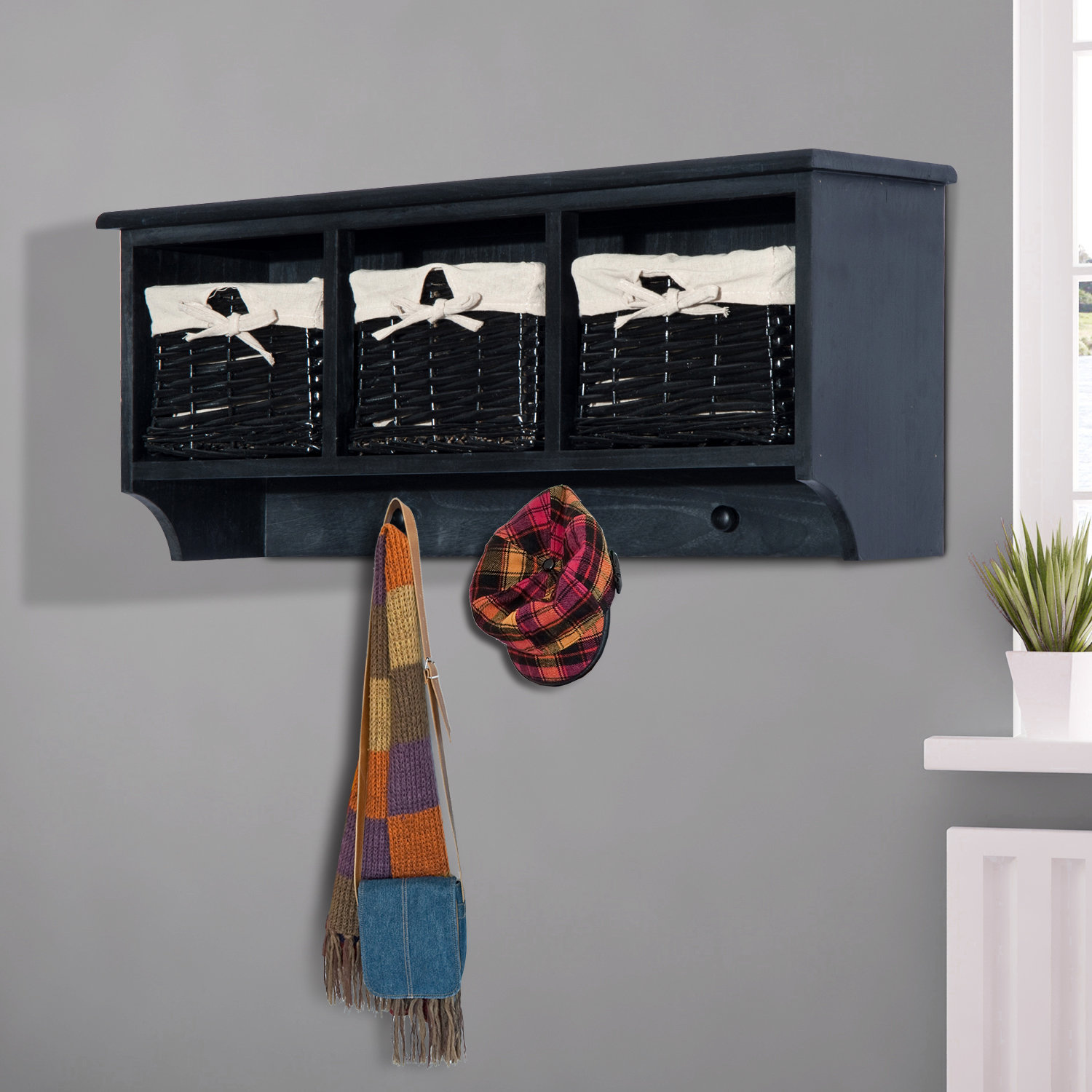 Charlton Home Kingston Seymour Hanging Entryway Cubbie Shelf