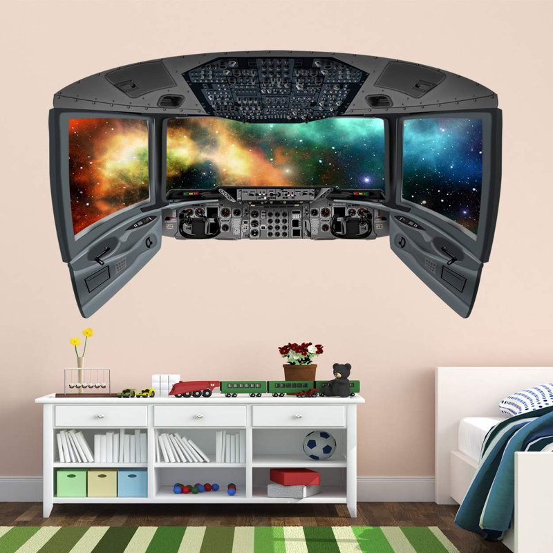 Zoomie Kids Anvi Outer Space Galaxy 3d Space Shuttle Cockpit Wall