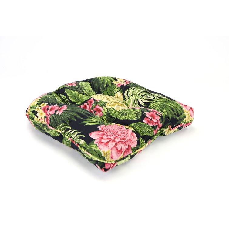 Tropical Chair Cushion Outdoor Uv Resistant Polyester With Vivid Floral Pattern 