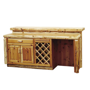 Wine Bar With Refrigerator Wayfair Traditional Cedar Log Bar With Wine Storage