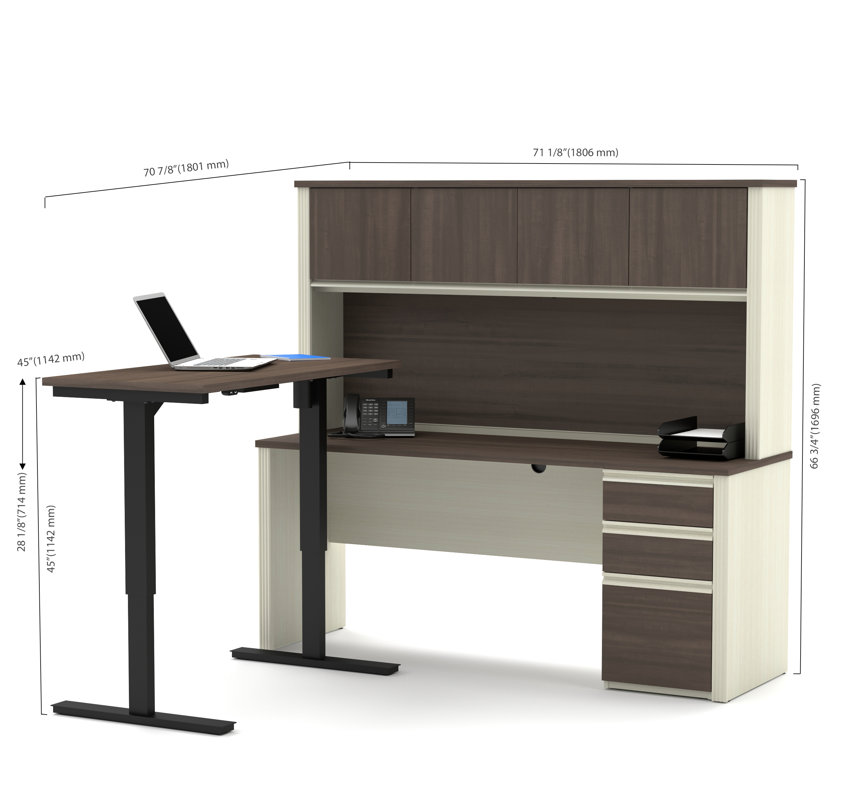 Red Barrel Studio Bormann L Shape Standing Desk With Hutch Bormann L Shape Standing Desk With Hutch