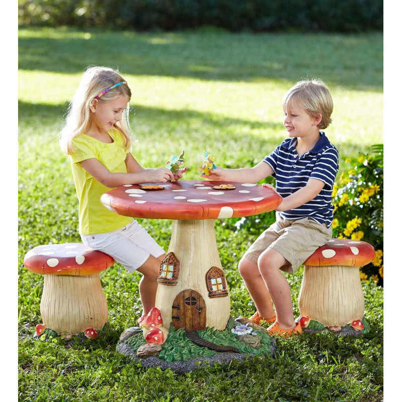 HearthSong Fairy-Tale Mushroom Kids 3 Piece Table and Chair Set ... HearthSong Fairy-Tale Mushroom Kids 3 Piece Table and Chair Set ...