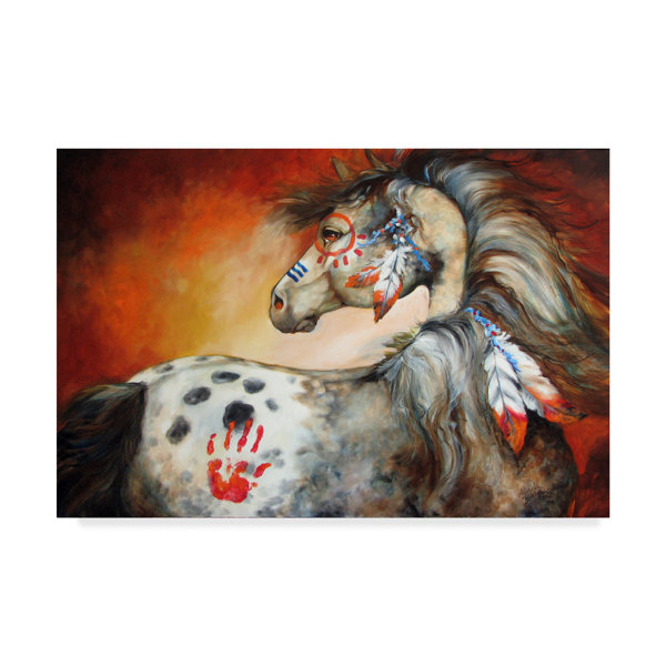 Trademark Art 4 Feathers Indian War Pony Acrylic Painting Print