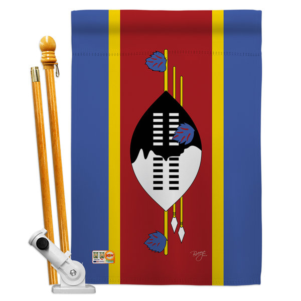 Breeze Decor Swaziland Flags Of The World Nationality Impressions Decorative Vertical 2 Sided Polyester 28 X 40 In Flag Set Wayfair Ca