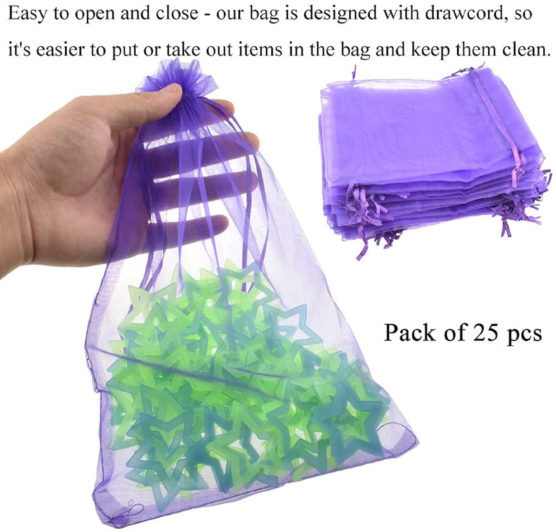 25pcs Sheer Organza Wedding Party Favor Gift Candy Bags Jewelry Pouches 