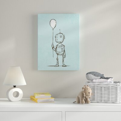 'Robot Balloon' Canvas Art Zoomie Kids Size: 32
