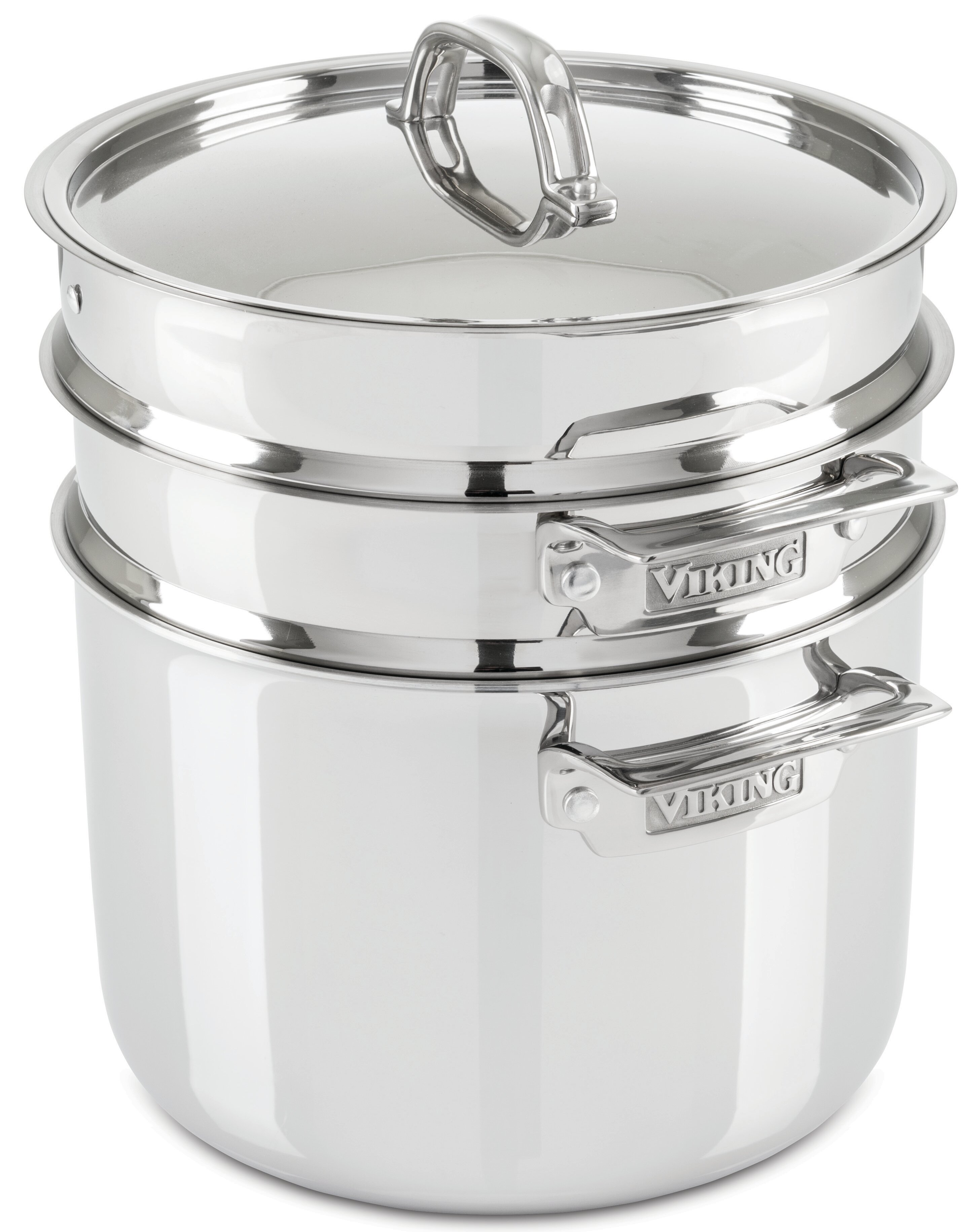 Set Details about   Viking 3 Ply STAINLESS STEEL  POT GLASS LID & PASTA INSERT 8 QT40011-3008B 