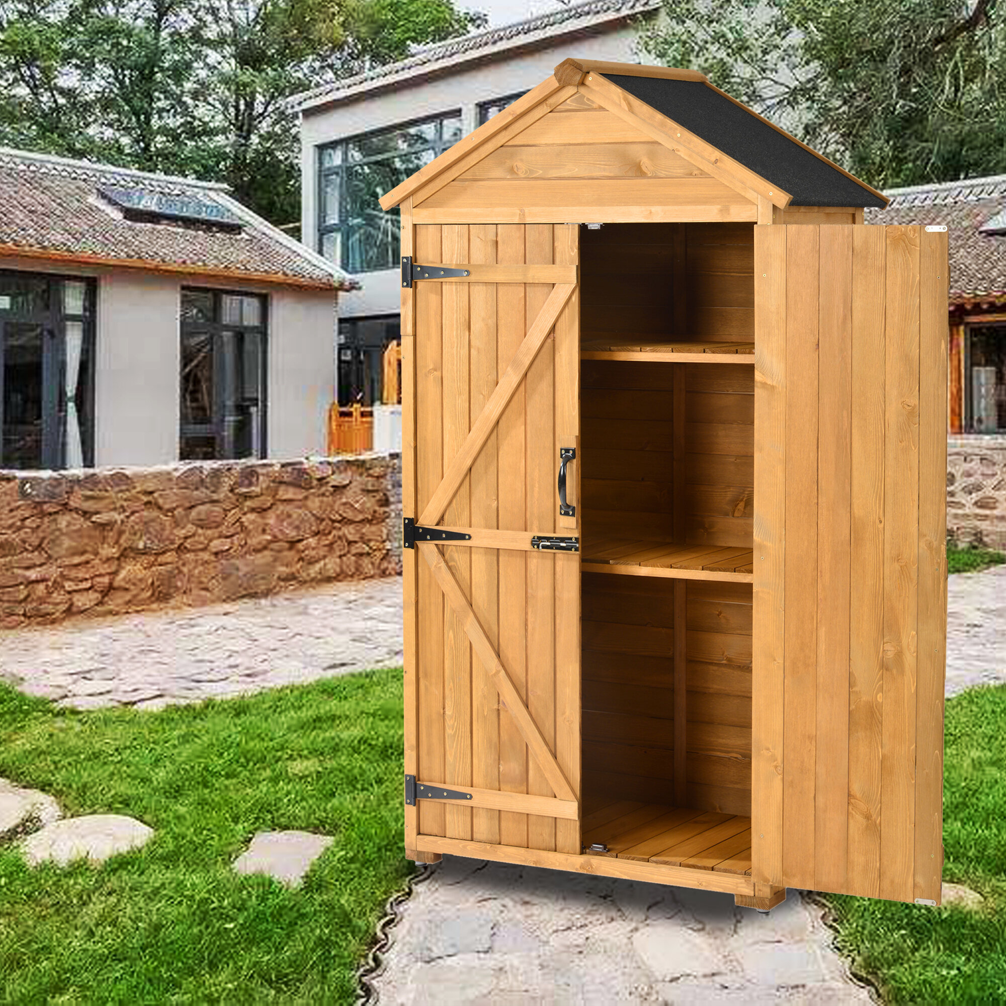 Kapork 3 Ft. W X 2 Ft. D Solid Wood Resin Lean-to Storage Shed 